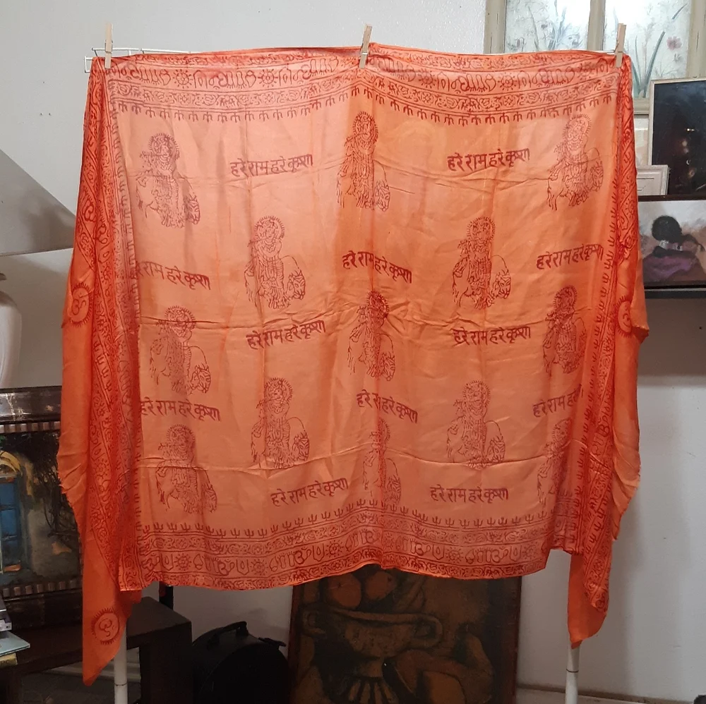 OHM Meditation Chakra Orange Wrap Scarf Wall Decor Zen Style